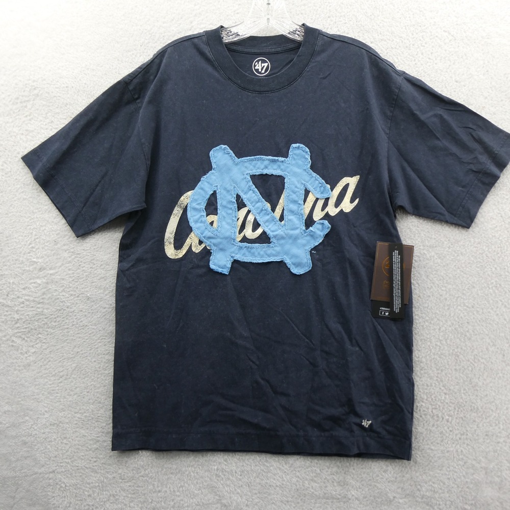 '47 Shirt Mens Medium North Carolina Tar Heels Navy Blue Applique Cotton